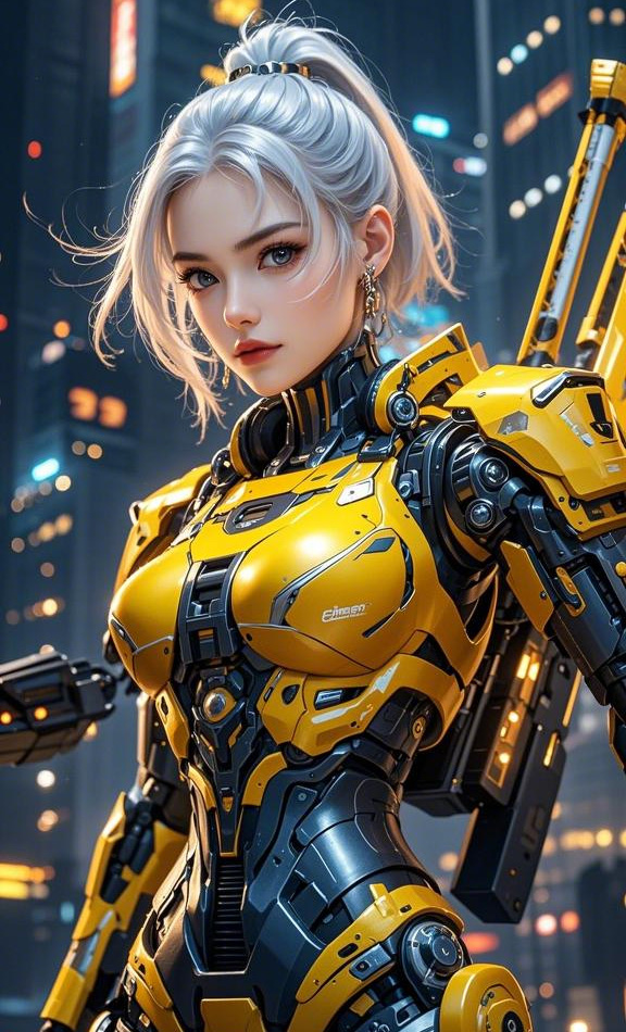 jimeng-2025-03-13-1561-人物特写，未来女战士，机械装甲，黄色主色调，银白色长发，冷峻面容，背负金色武器，_.jpg